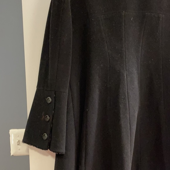 Sergio Girombelli black virgin wool coat with gray fur like trim size 46 - Picture 6 of 7